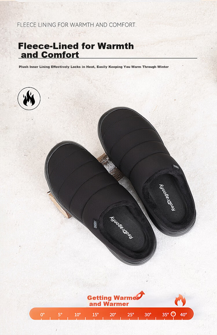 Red Dragonfly Men's Cotton Indoor Home Slippers Plush Warm Thick Soft Lightweight Sole Cotton Shoes EXD450061 Black Size 40 6