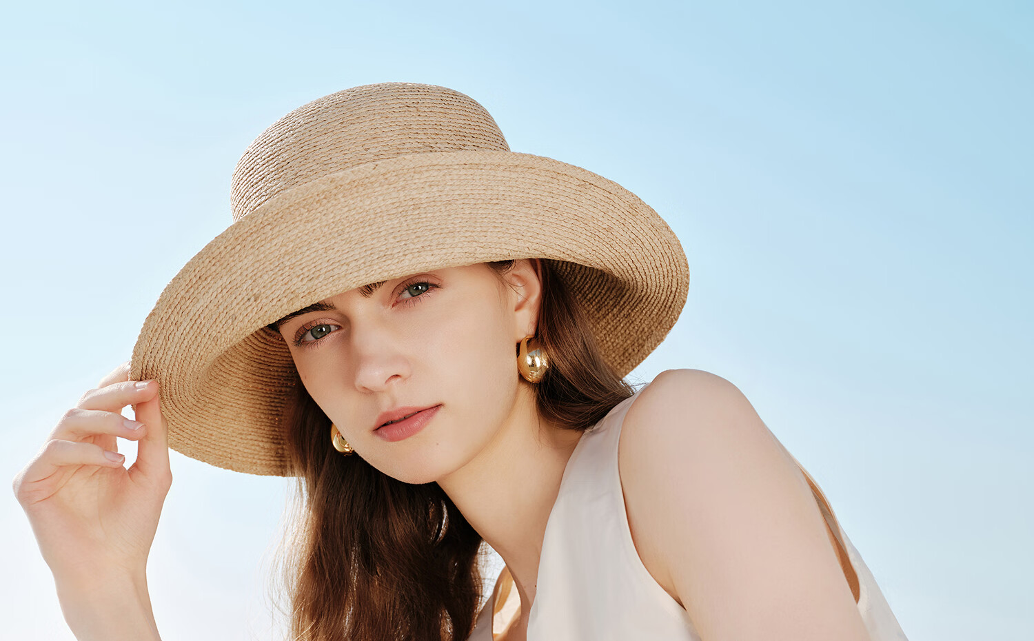 FANCET Women's Summer Straw Hat Elegant French Raffia Wide Brim UV Protection Sun Hat Beach Vacation Sunshade Hat 27