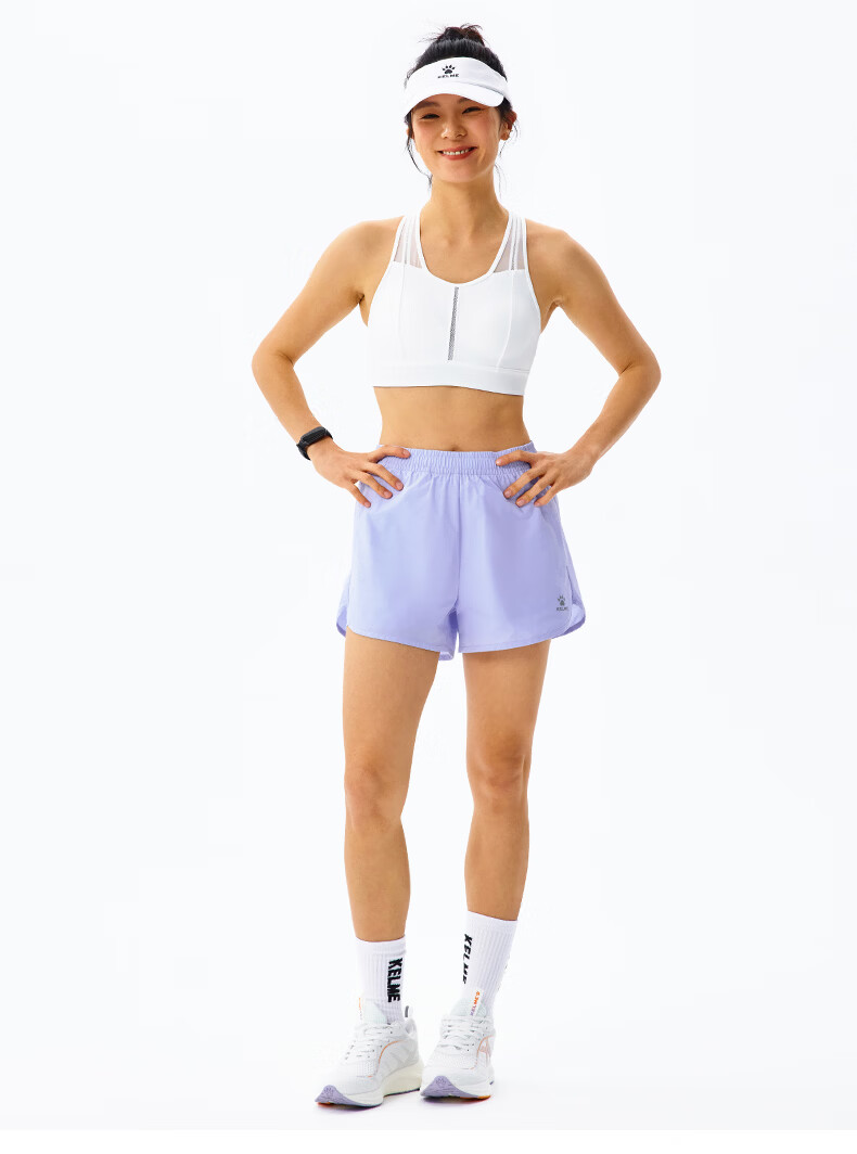 KELME Women's Quick-Dry Running Training Anti-Exposure Fake Two-Piece Sports Shorts Agate Black L 15