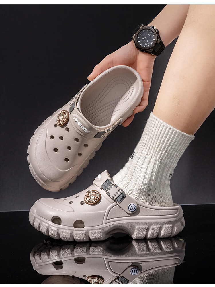Darcy Mister Men's Summer Outdoor Breathable Holey Shoes Thick Sole EVA Closed-Toe Sandals 12