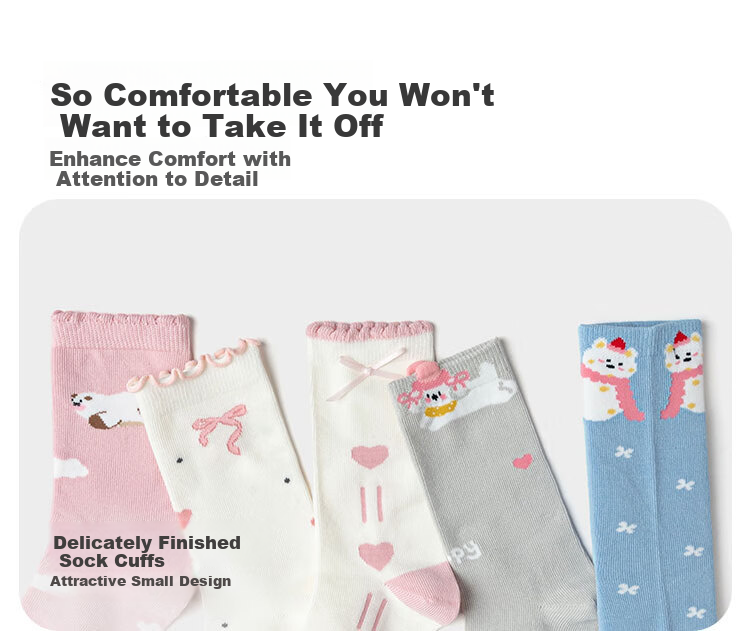 Balabala BalaOne Autumn Winter Cotton Socks for Girls Children Kids Sweet Style 5 Pairs Set 208925172004 4