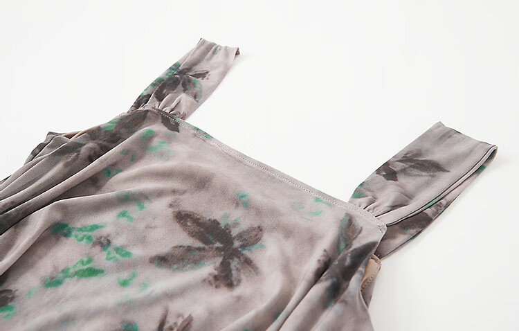 Dme [Xiao Xing Gan Da Ji Skirt] Summer Sleeveless Pleated Mesh Printed Tank Top Skirt, Waist-Cinching A-Line Dress 7