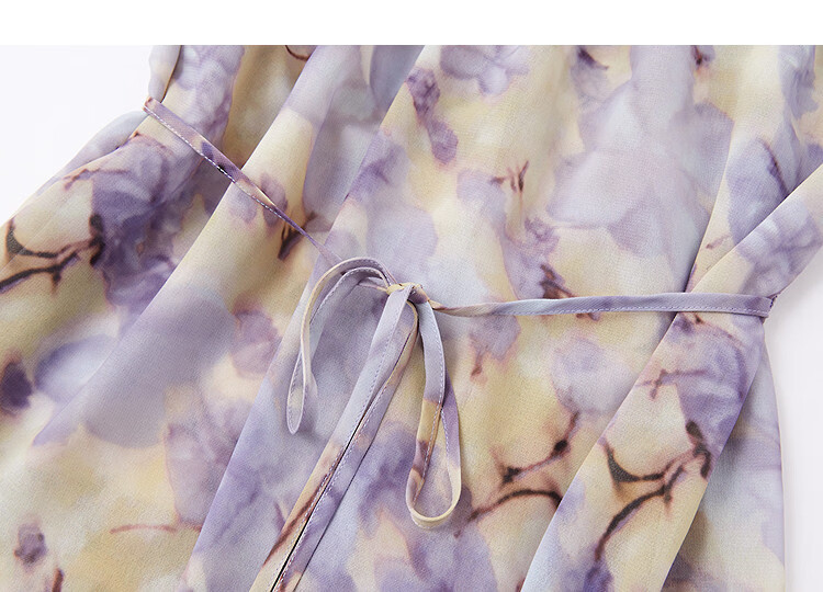 Demana Romantic Chiffon Season Spring Elegant Floral Print Flared Patchwork A-Line Petite Loose Women's Dress 9