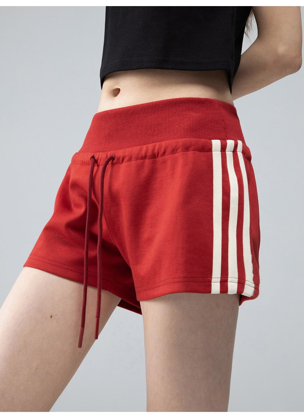 ICH MODE American Style Striped High Waist Shorts Women Summer Slim Straight Sports Sweatpants Casual Pants White Flower Gray L 8