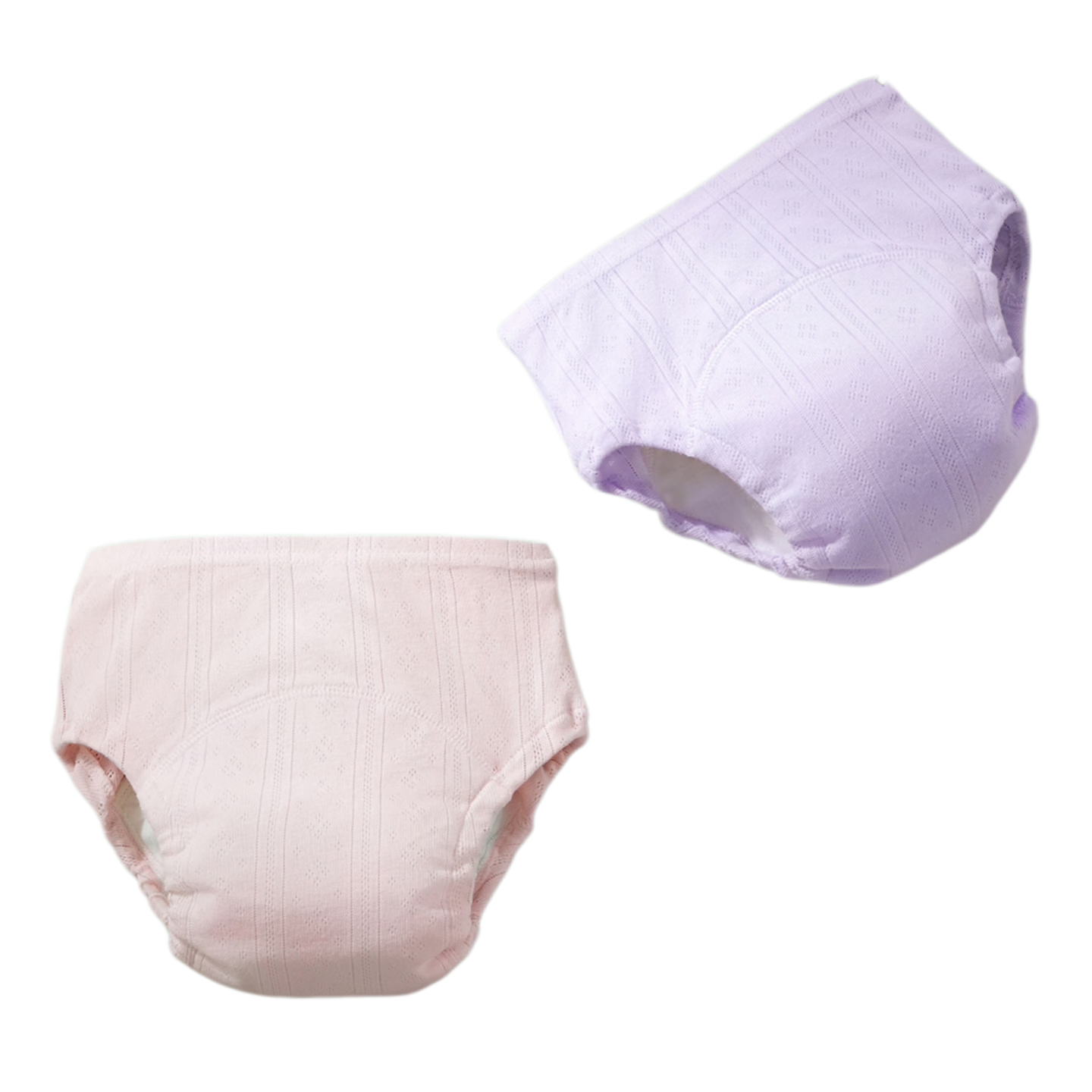 Betis Baby Diaper Gauze Potty Training Pants Washable Urine-Resistant Baby Diaper Pants Size 110, 2-Pack, Pink and Purple