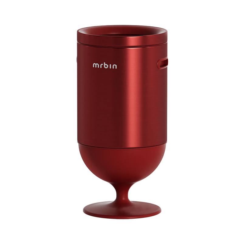 Mr.Bin Living Room Luxury Hands-Free Lidless Trash Can Wine Glass Style Kitchen High Foot High Aesthetic Stainless Steel Italian Luxury Red 20L