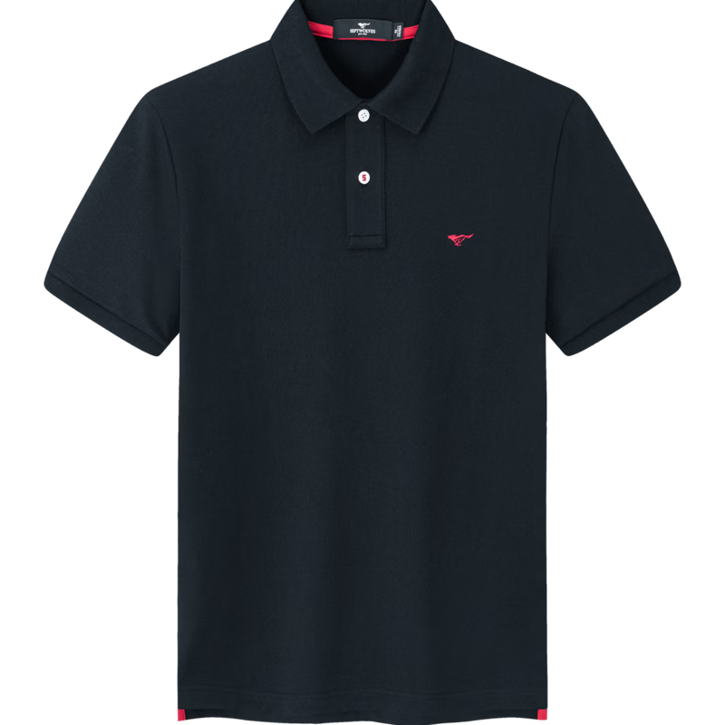 SEPTWOLVES Cool-Feeling Color-Fixing Short-Sleeve Polo Shirt for Men, Antibacterial Turndown Collar Business Casual Solid Color Multi-Color Small Wolf Logo T-Shirt