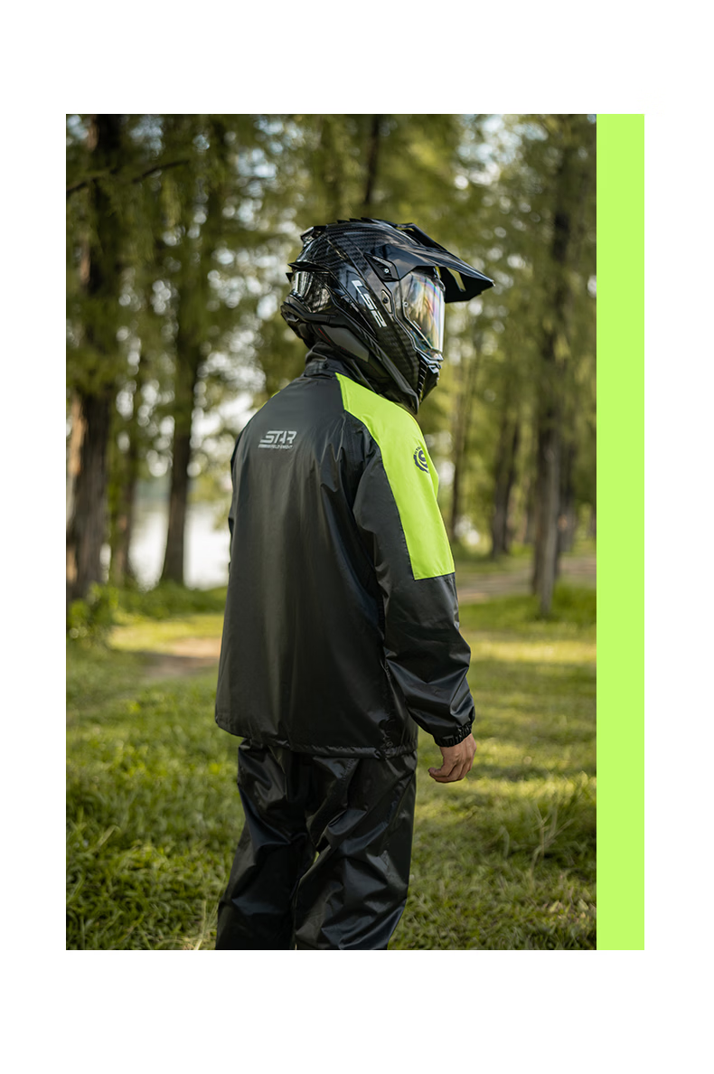 STAR FIELD KNIGHT Motorcycle Riding Raincoat and Rain Pants Full-Body Heavy Rain Split Suit Electric Vehicle Commuting Delivery Green XL Size 14