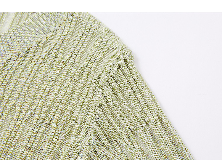 Demana Breathable Tencel Cardigan Spring Round Neck Hollow Out Color Block Soft Stretchy Women's Knit Sweater for Petite 16