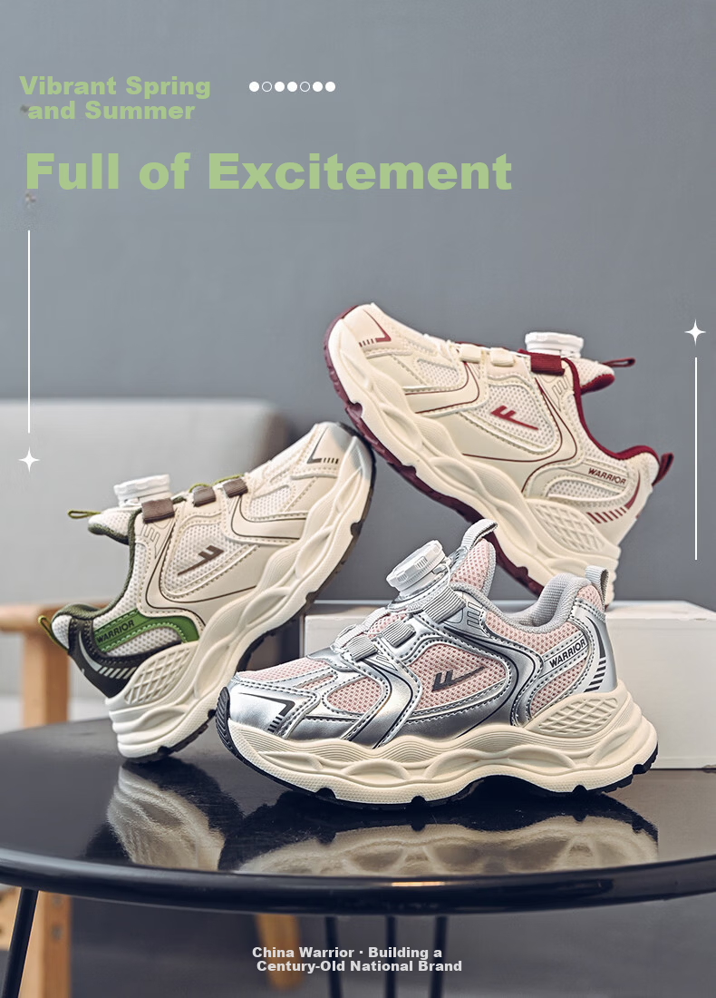 Warrior Kids Sports Shoes Girls Casual Soft Sole Dad Shoes Boys Lightweight Running Shoes WZ-1902 Pink Silver Gray Size 33 1