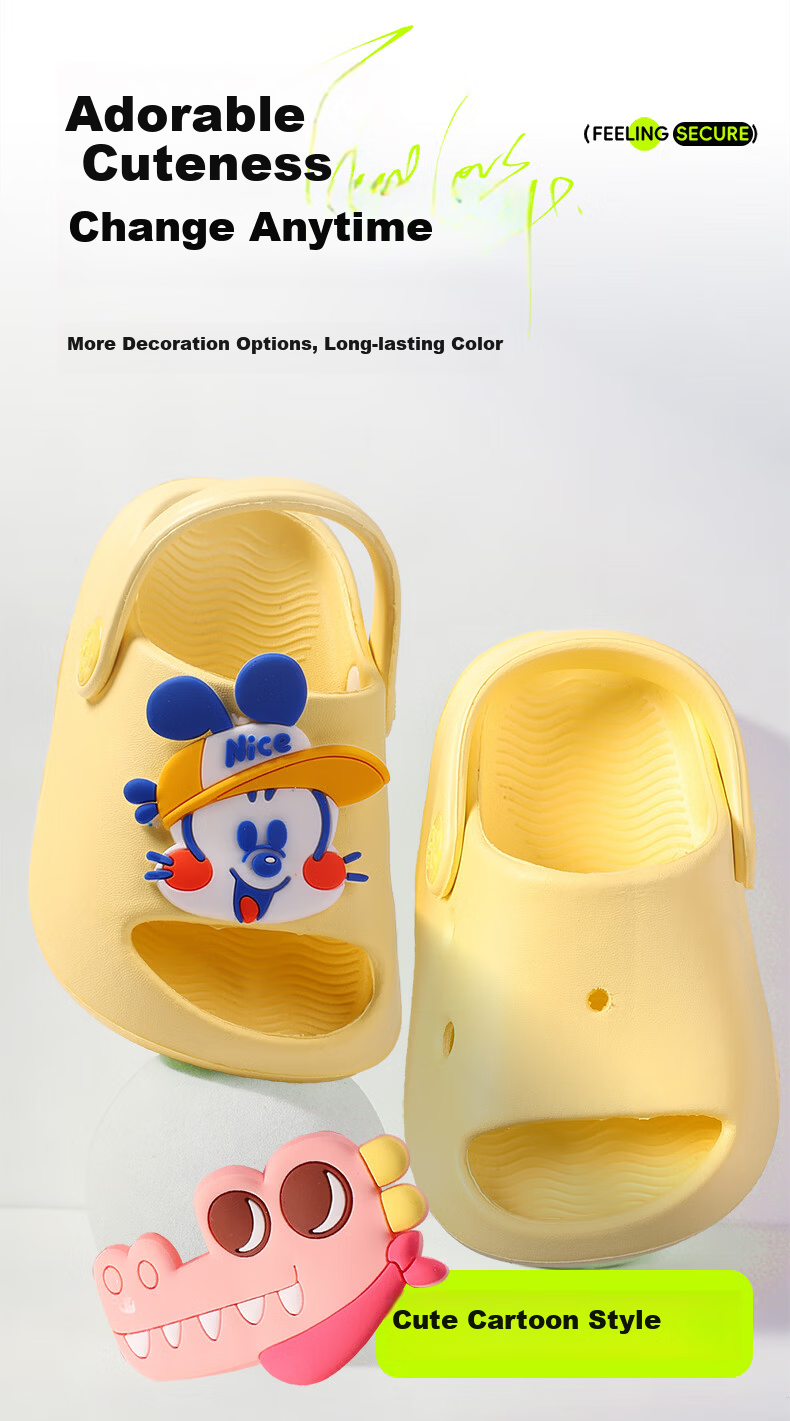 BOBDOG Children's Slippers Boys and Girls Baby Soft Sole Indoor and Outdoor Summer Sandals Yellow Size 150 5