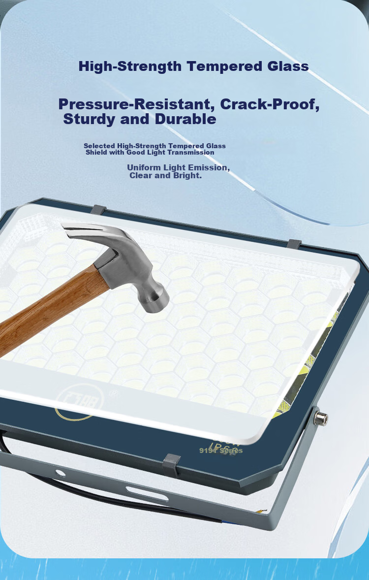 Yaming 9191 LED Floodlight Outdoor Waterproof Worksite Spotlight Factory Workshop Lighting Stadium Light White 300W 4