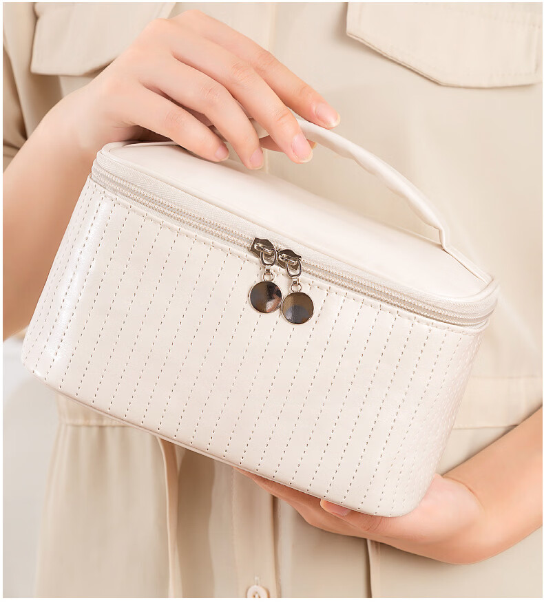 Qinxin Muyu Beige Ins Style Cake Cosmetic Bag Girls Handheld Waterproof Large Capacity Travel Storage Bag 13