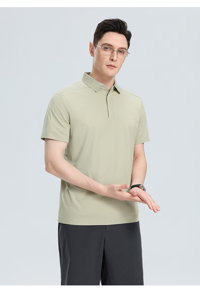 ROMON 7A Antibacterial Cooling Short Sleeve Polo Shirt Men Summer New Solid Color Stretch Top 5008 22
