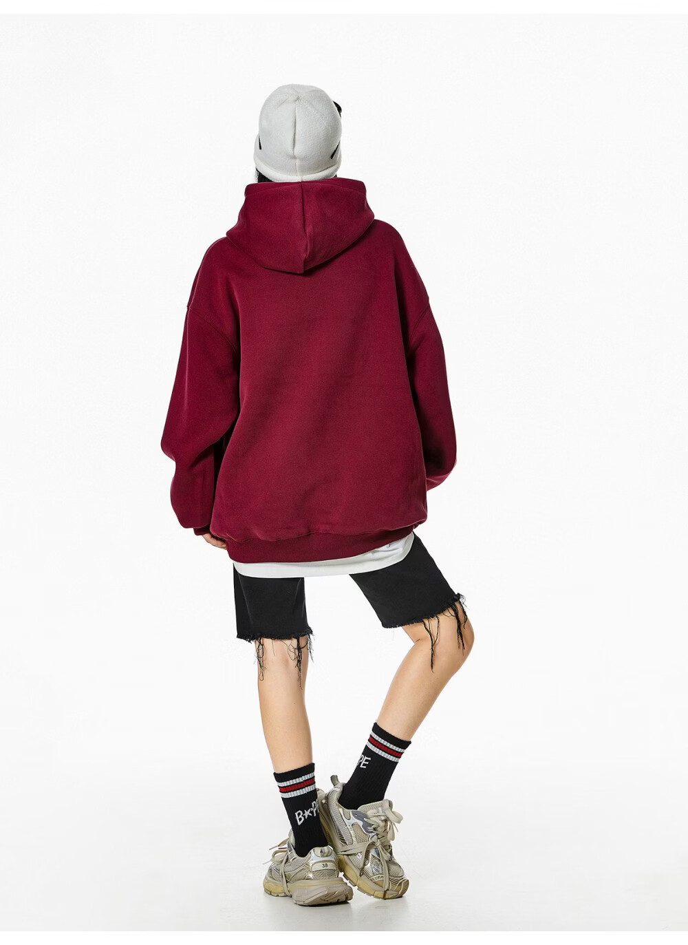 ICH MODE American Style Gray Hoodie Women 2026 Spring New Loose Casual Pullover Jacket White S 32