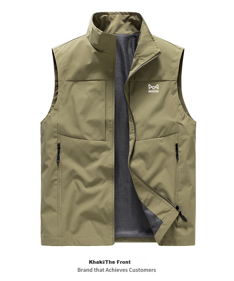 Miiow Men's Vest Spring Autumn Jacket Trendy Breathable Outdoor Sleeveless Quick-Dry Waistcoat Black 2XL 8