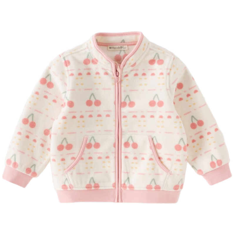 DAVE & BELLA Huggable Jacket Boys' Spring and Autumn Fleece Coat Children's Pullover Baby Girls' Fall Wear