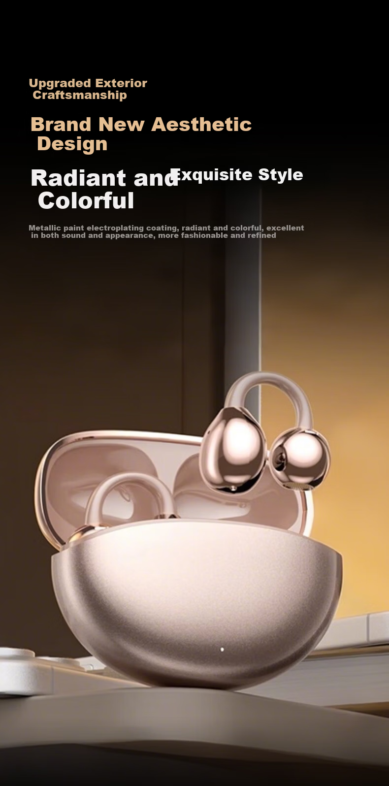 Latuo [2026 Latest Model | Harman Sound] Compatible Apple Bone Conduction Bluetooth Earclip Concept Sports Wireless Open-Ear Sweatproof Long Battery Life 2