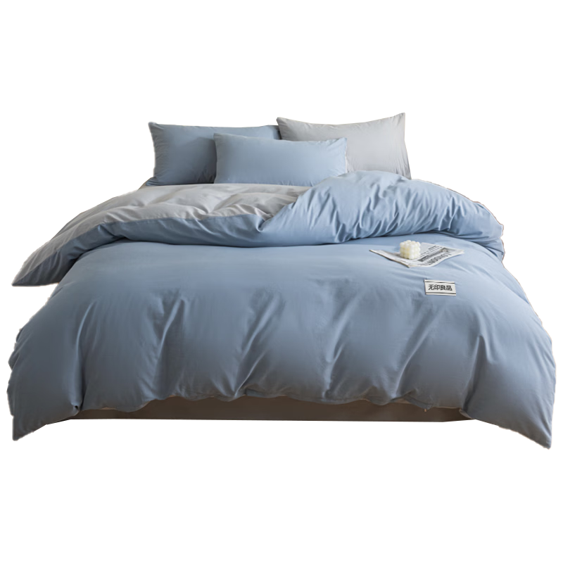 Wuyinliangpin Class A 100% Pure Cotton Duvet Cover, 150×200cm Single Piece, All-Cotton Bedding Duvet Cover for Single Person, Berlin Blue