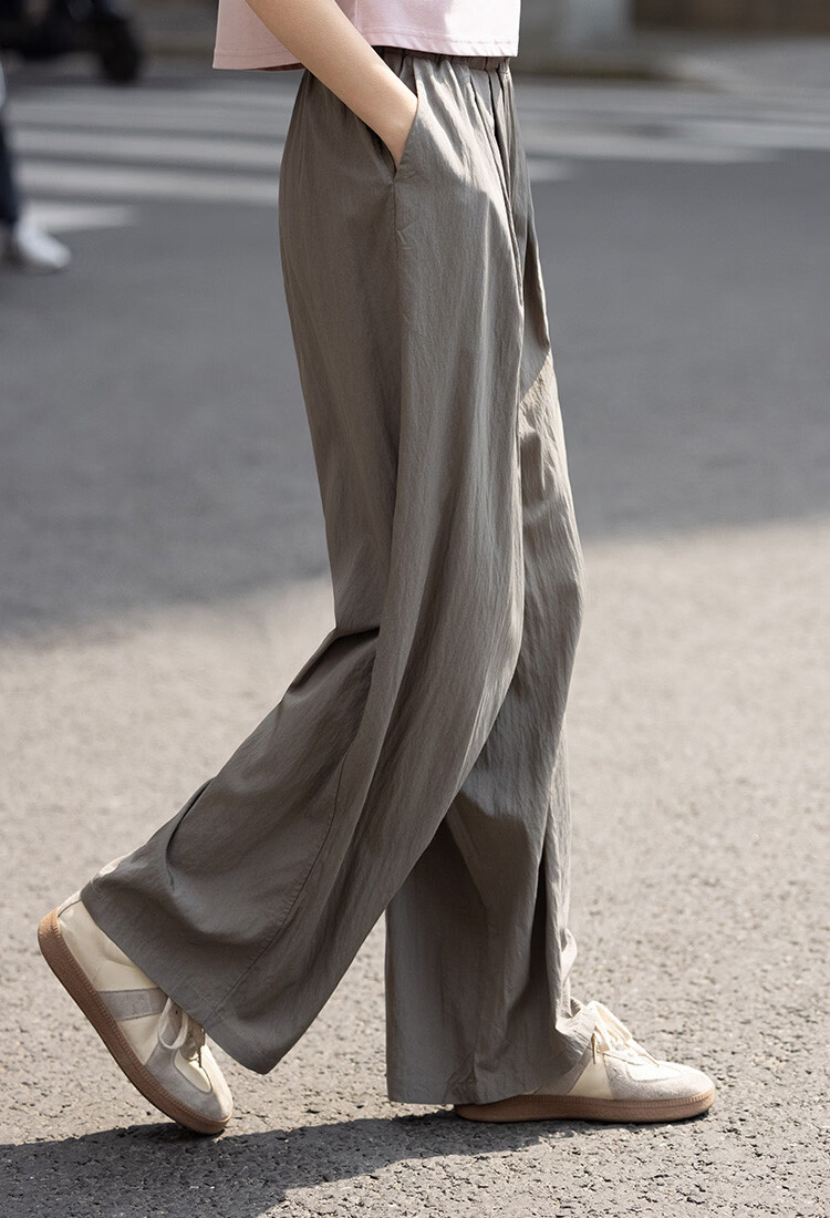 Demana Pleated Casual Pants Summer Loose Comfortable Elastic Waist Wide-Leg Long Pants for Women 7