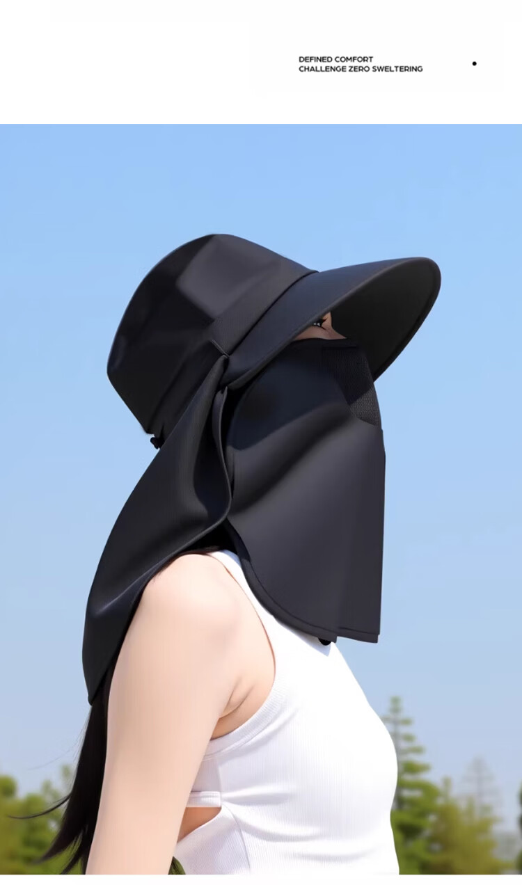 DUSENNA Women's Sun Protection Hat Detachable Neck Cover Outdoor Summer UV Protection Face Shield Hat 13