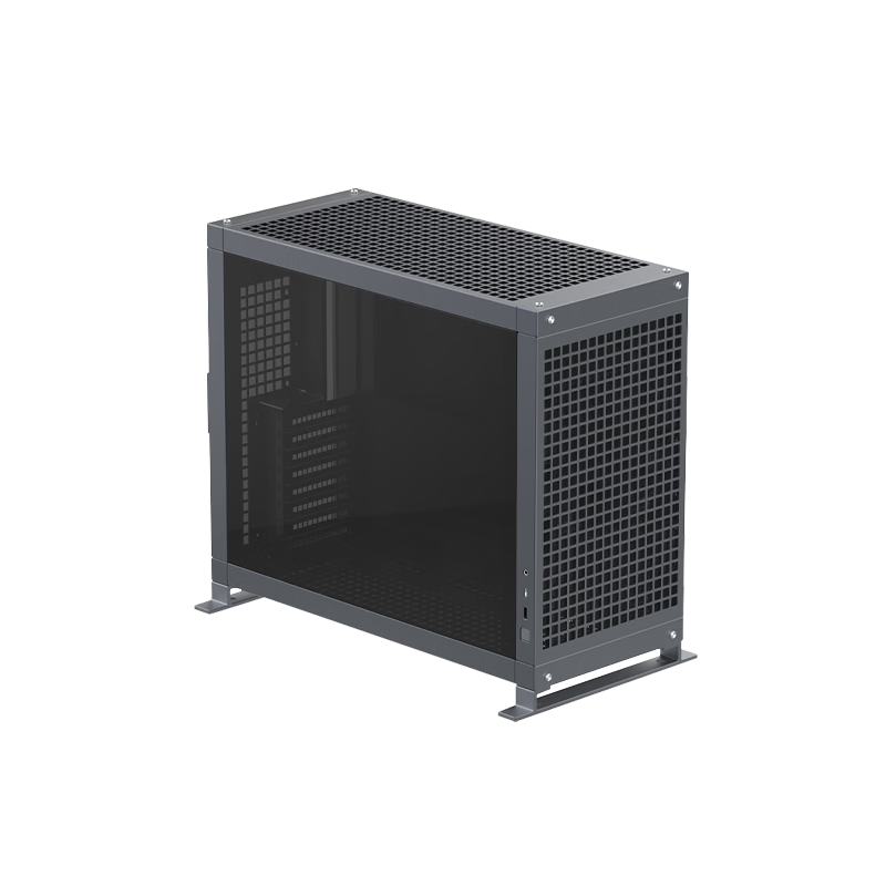Abee PIXEL TWO All-Aluminum Computer Case, Titanium Gray with Glass Side Panel, Compatible with 4090 & 5090/Double 360mm Radiator Support/E-ATX & EEB Motherboard/CNC Precision Machining
