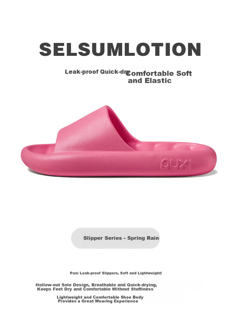 Puxi Bathroom Leak-proof Slippers Quick-dry Hollow Soft Sole Shower Sandals for Women and Men Black Size 40-41 1