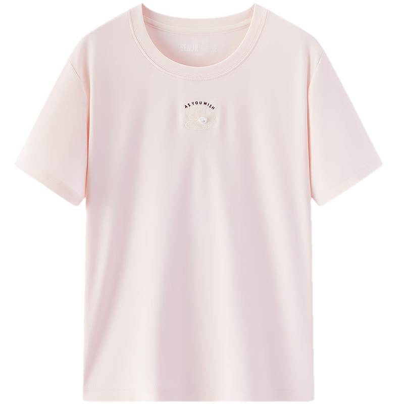 Semir Senrou Women's Summer Short Sleeve T-Shirt Casual Pullover Embroidered Round Neck 2026 Mall Style 101326100006