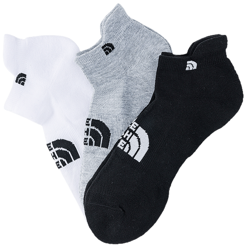 The North Face Low-Cut Sports Socks Unisex Outdoor Breathable 3-Pack 3RJC Black/White/YA7 M
