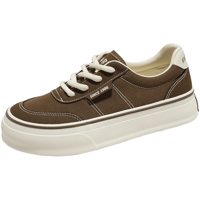 Renben Official Canvas Shoes for Women 2026 Spring Autumn Casual Breathable Sneakers Brown Size 36