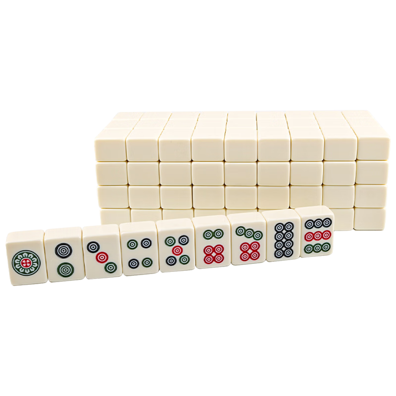 Miaoji Mahjong Tiles for Home Use, Hand-Rubbed Faux Jade Large Size Hand-Pressed Mahjong Premium Set 144 Pieces Ivory Color No. 42 with Tablecloth Included