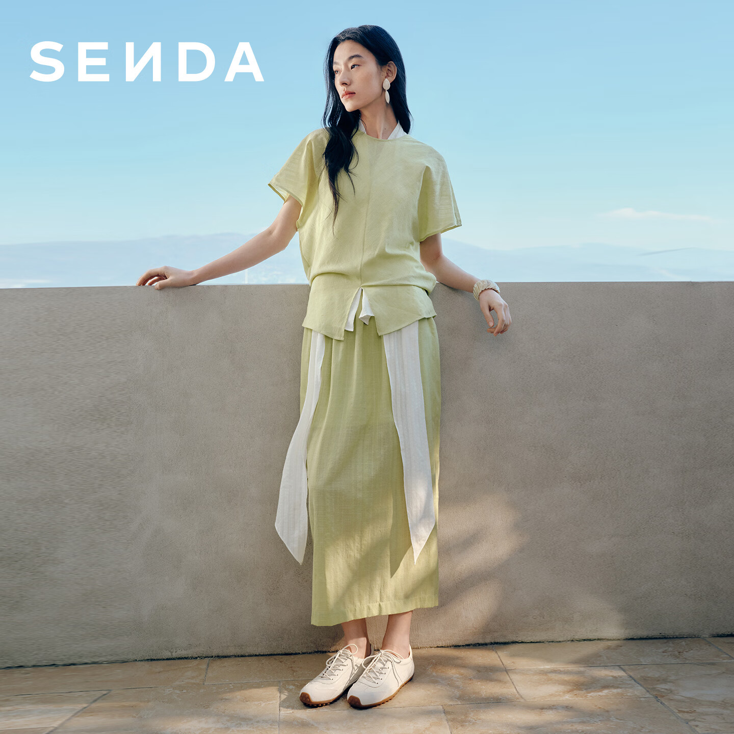 Senda Cai Wenjing Same Style Milk Leather Training Shoes Women 2026 Spring New Lambskin Casual Sneakers 4XV23 Beige Size 36