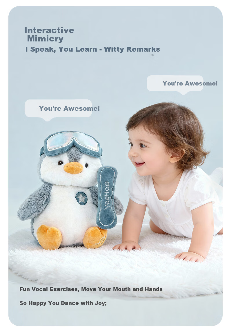 YEEHOO Baby Toy Penguin Soothing Doll Singing Repeating Interactive Companion Sleep Aid Birthday Gift for 1-Year-Old Baby 8