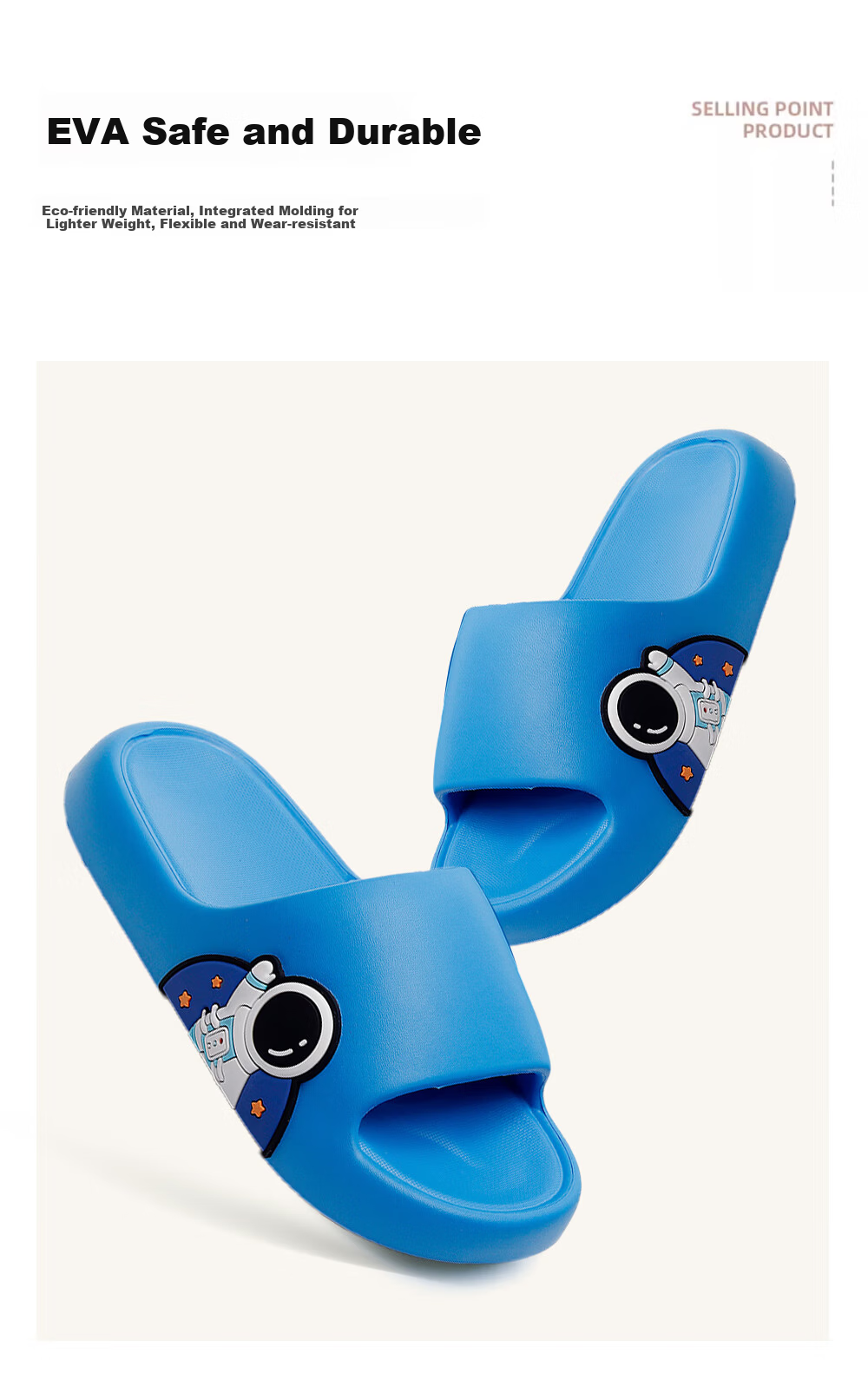 Guoluofi Astronaut Kids Summer Sandals Boys Non-slip Girls Cartoon Large Children Slippers Black Size 30-31 4