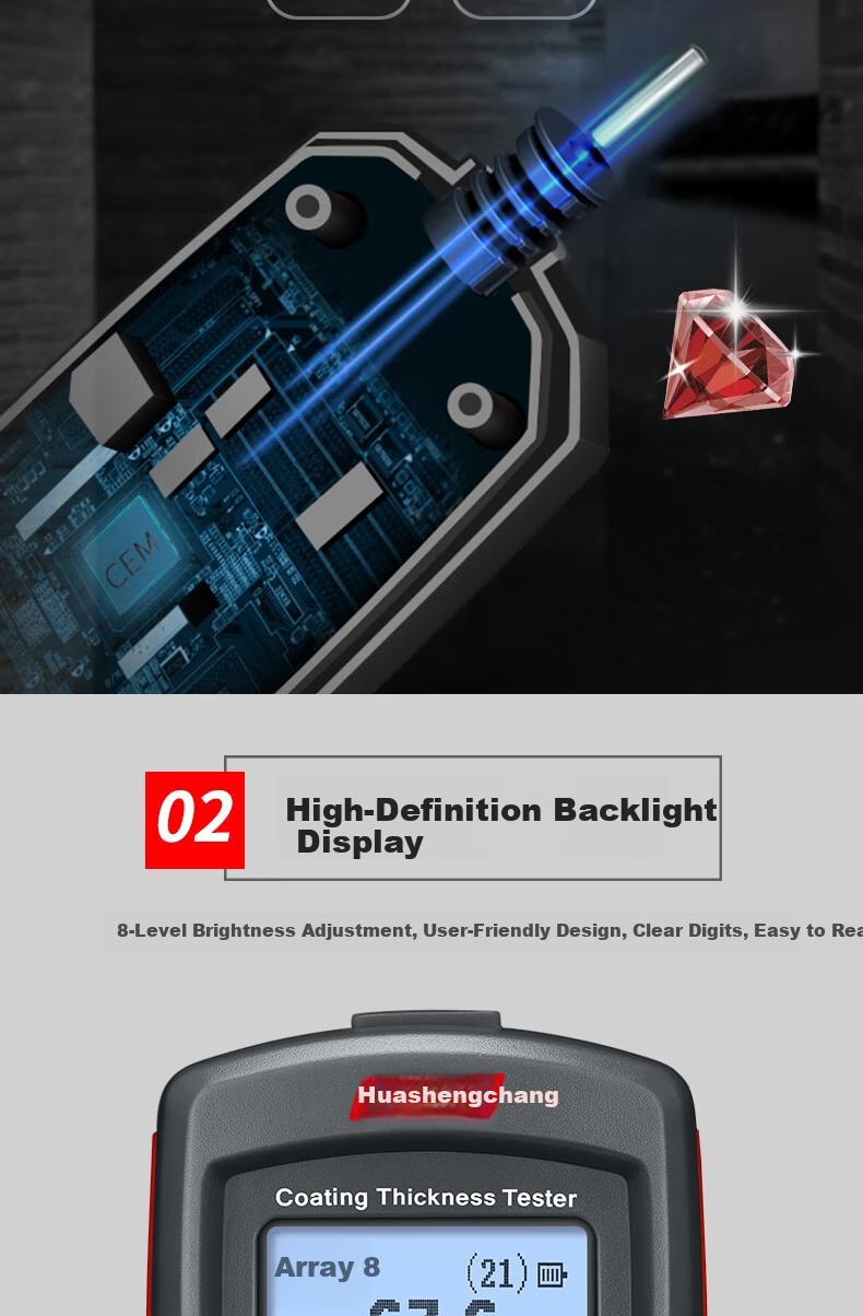 CEM DT-156H Coating Thickness Gauge High-Precision Automotive Non-Destructive Paint Film Meter Industrial Oxide Film Thickness Gauge Upgraded Version 4
