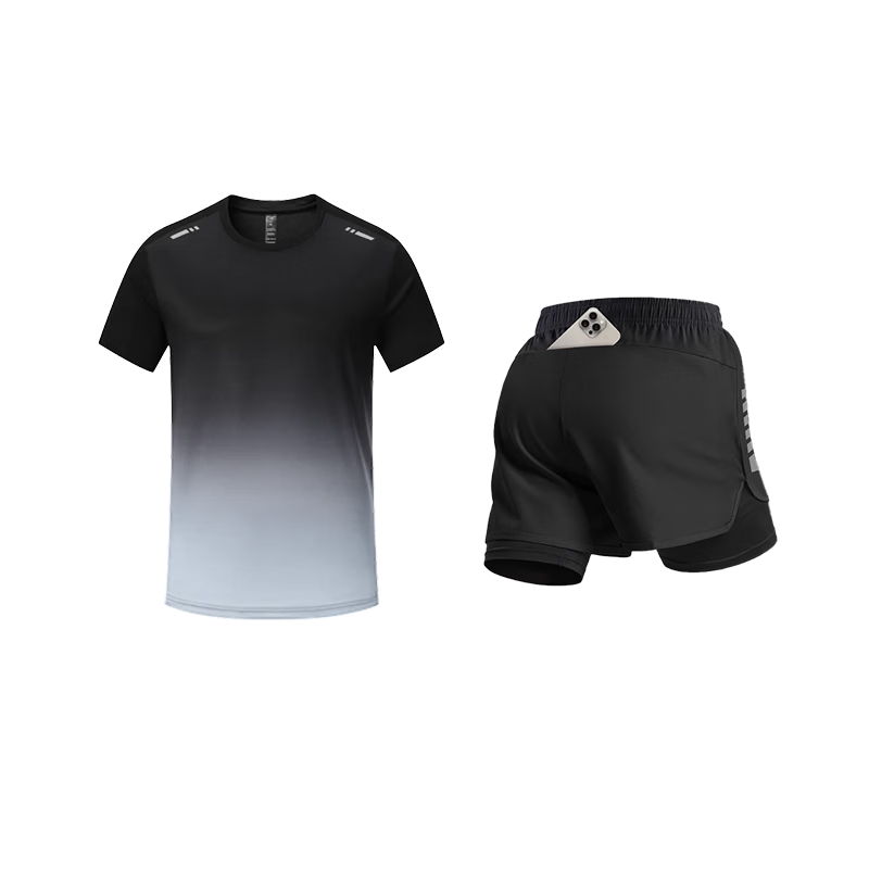 VICTORIATOURIST Women's Summer Running Sports Set Quick-Dry Ice Silk Short Sleeve T-Shirt and Shorts Fitness Badminton Training Apparel
