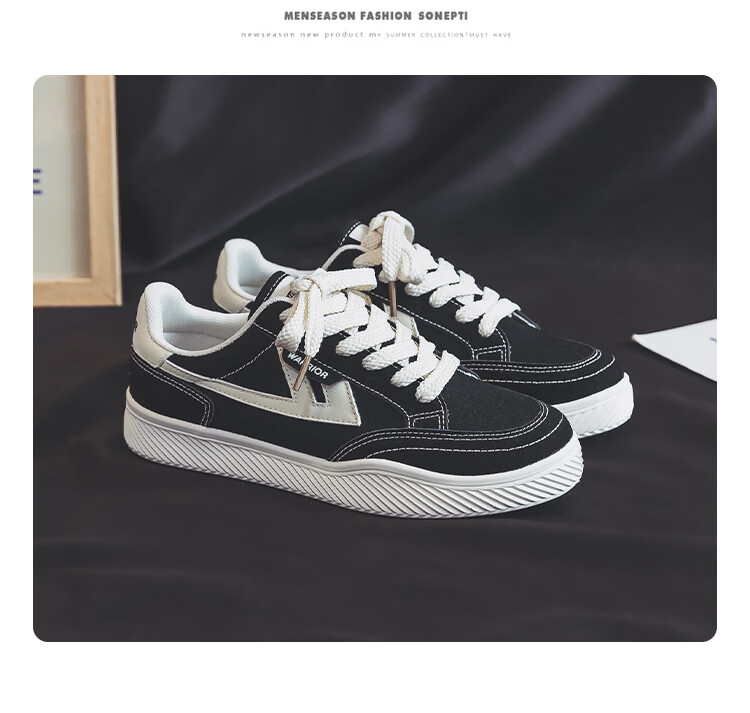 Warrior Men's Canvas Shoes Couple Casual Sneakers Comfortable Versatile Spring Men's Shoes 692 Black Beige Size 41 23