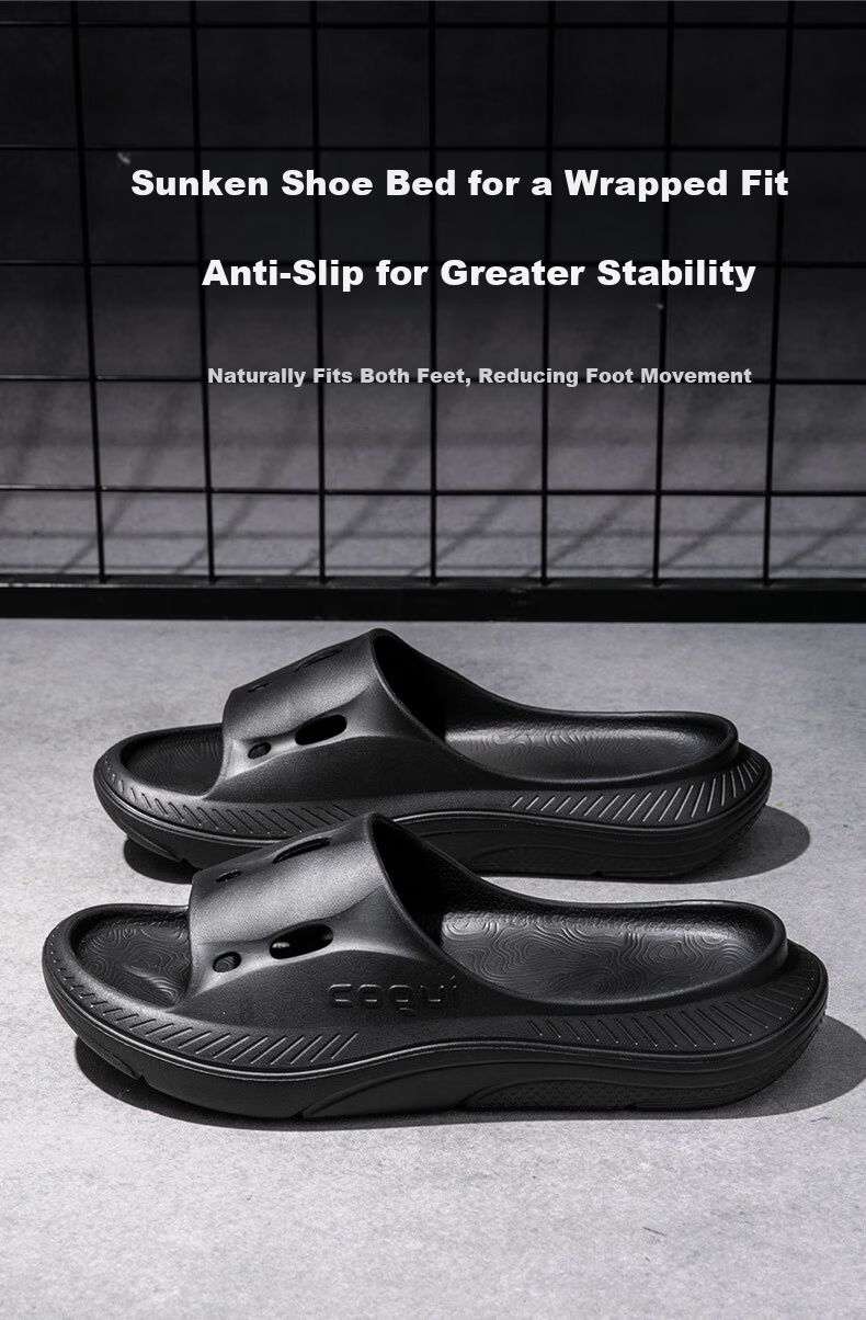 Coqui Unisex Summer Home Slippers Thick Sole Soft Elastic Cool Slippers Indoor Bathroom Slippers Deep Space Black 43CQ2520 5