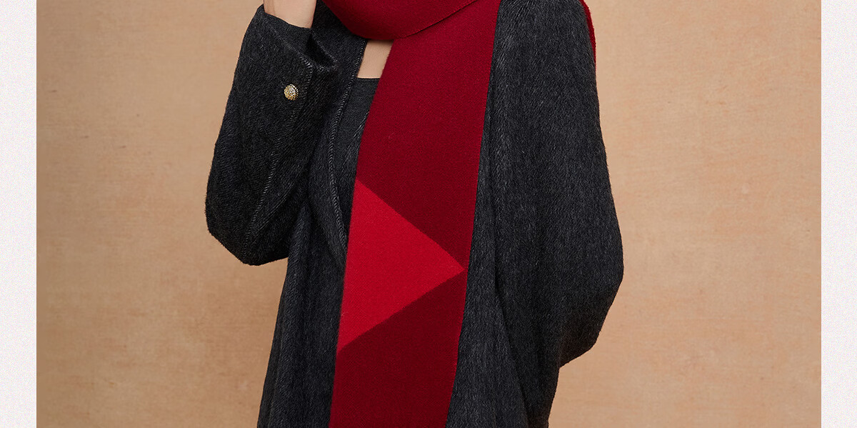 Wanshili Autumn Winter Warm Wool Scarf Unisex Neck Warmer Gift Box Geometric Pattern Brown 21