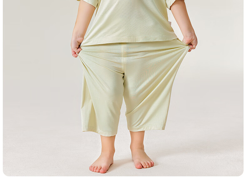 ELLE BABY Baby Pajamas Summer Kids Soft Silk Girls Homewear Boys Short Sleeve Air Conditioning Clothes Bud Green 120 12