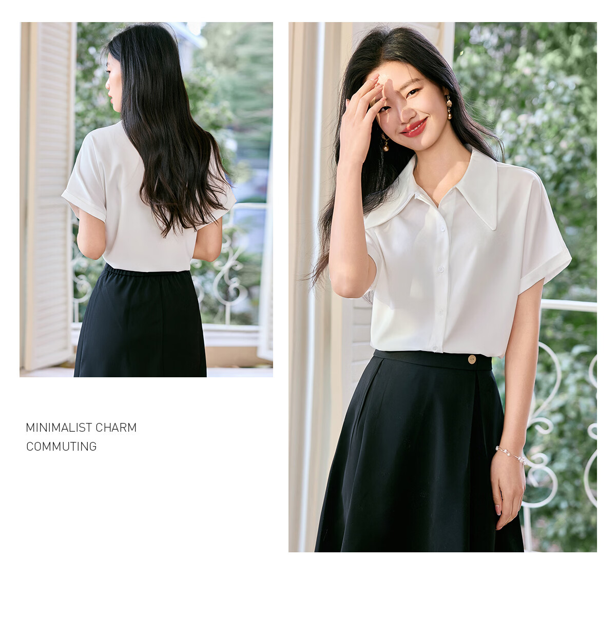 Taxiang Long-Sleeve Shirt for Women, Retro Design, Simple Blouse, Versatile for Commuting, Chiffon Top, Cardigan T143C2003 6