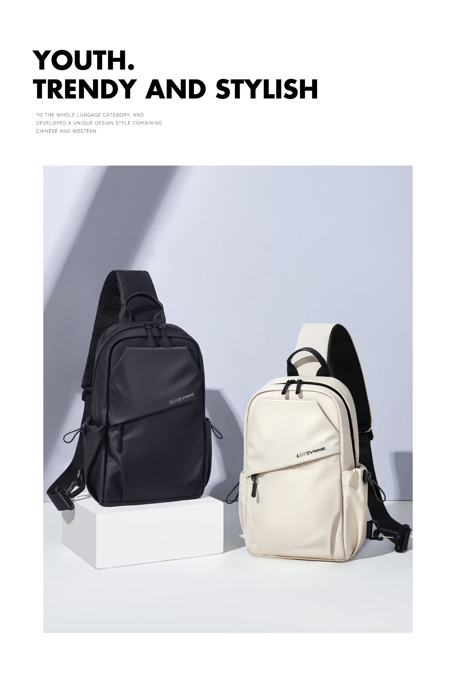 V.NINE Men's Chest Bag Crossbody Casual Shoulder Bag 10.9-inch iPad Phone Outdoor Sports Cycling Bag for Women 3