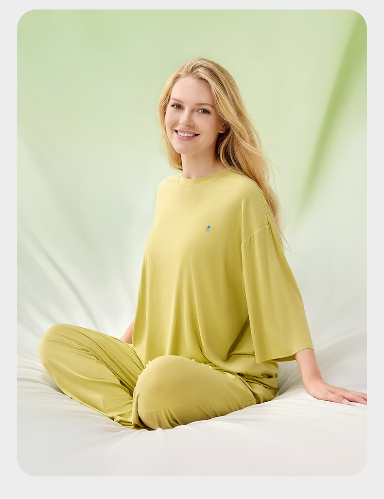 Babycare Children's Natural Cool Spring and Summer Home Mid-Sleeve Adjustable Baby Loungewear Set Mint Seed 100 27
