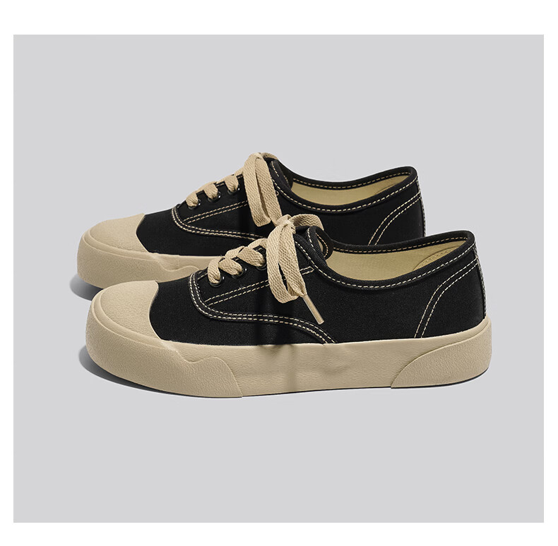 Renben Official Women's Casual Canvas Shoes 2026 Spring Autumn New Breathable Elastic Band Black Size 40 12