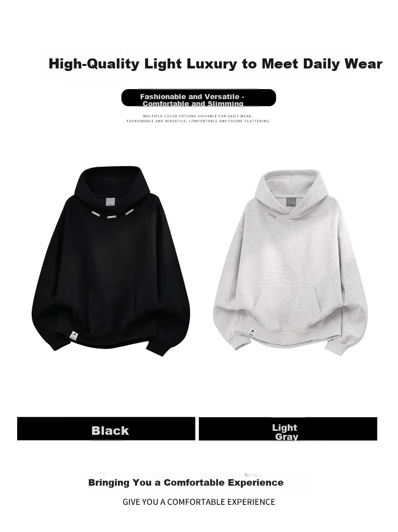 :CHOCOOLATE IT Heavyweight Hoodie Men Spring Autumn New American Style Casual Pullover Black XL 4