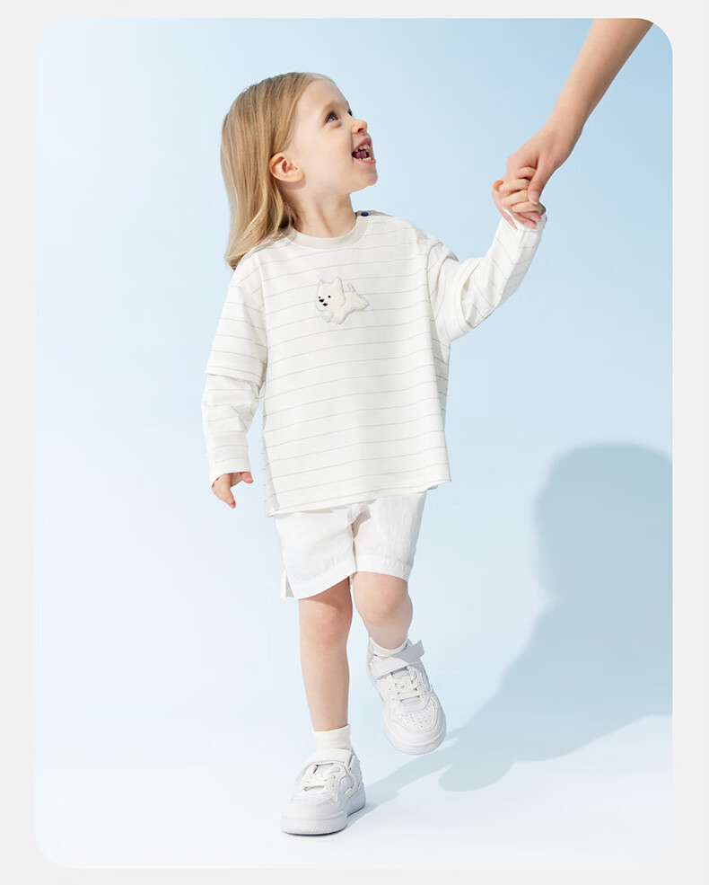 Babycare x West Highland Collaboration Spring Summer Kids Round Neck Long Sleeve T-Shirt Casual Top Lemongrass 80 16