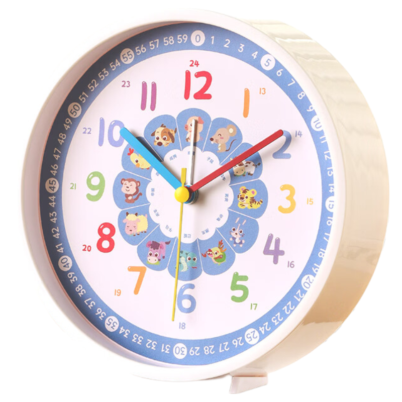 Compas Desktop Alarm Clock, Quartz Clock for Children And Students, Simple Bedroom Bedside Clock, Essential for Back-To Season, 2362 White