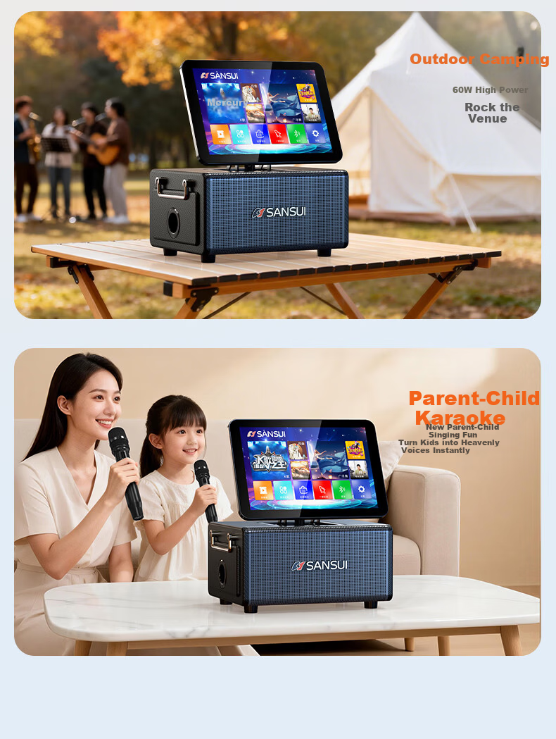 SANSUI Q8 Three-Year Membership Edition Home KTV Sound System Outdoor Portable Square Dance Bluetooth Speaker with Display Home Karaoke Machine All-in-One Instrument Speaker 2