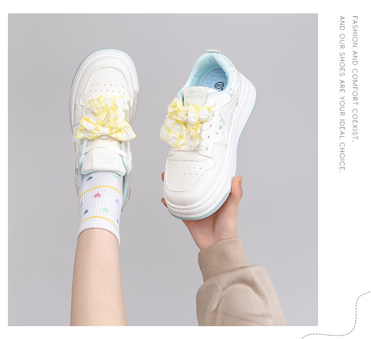 Warrior Thick Sole Sneakers Women Spring New Versatile Sweet Style Height Increasing Shoes N456Z Beige/Navy 37 12