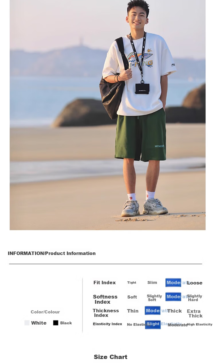 Li-Ning Men's Short Sleeve T-Shirt Summer Loose Casual Large Logo Trendy Cotton Breathable Crew Neck Sports Top 3